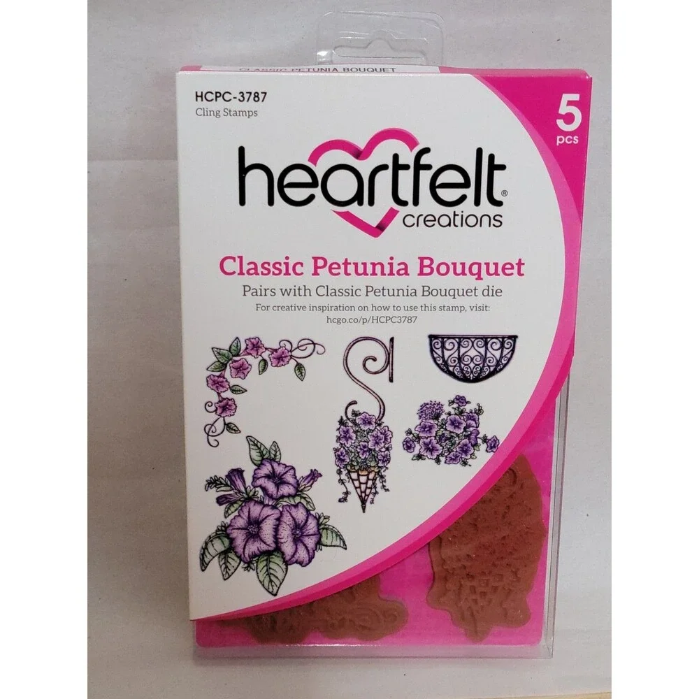 Heartfelt Creations Classic Petunia Bouquet Craft Dies Cling Stamps Scrapbook